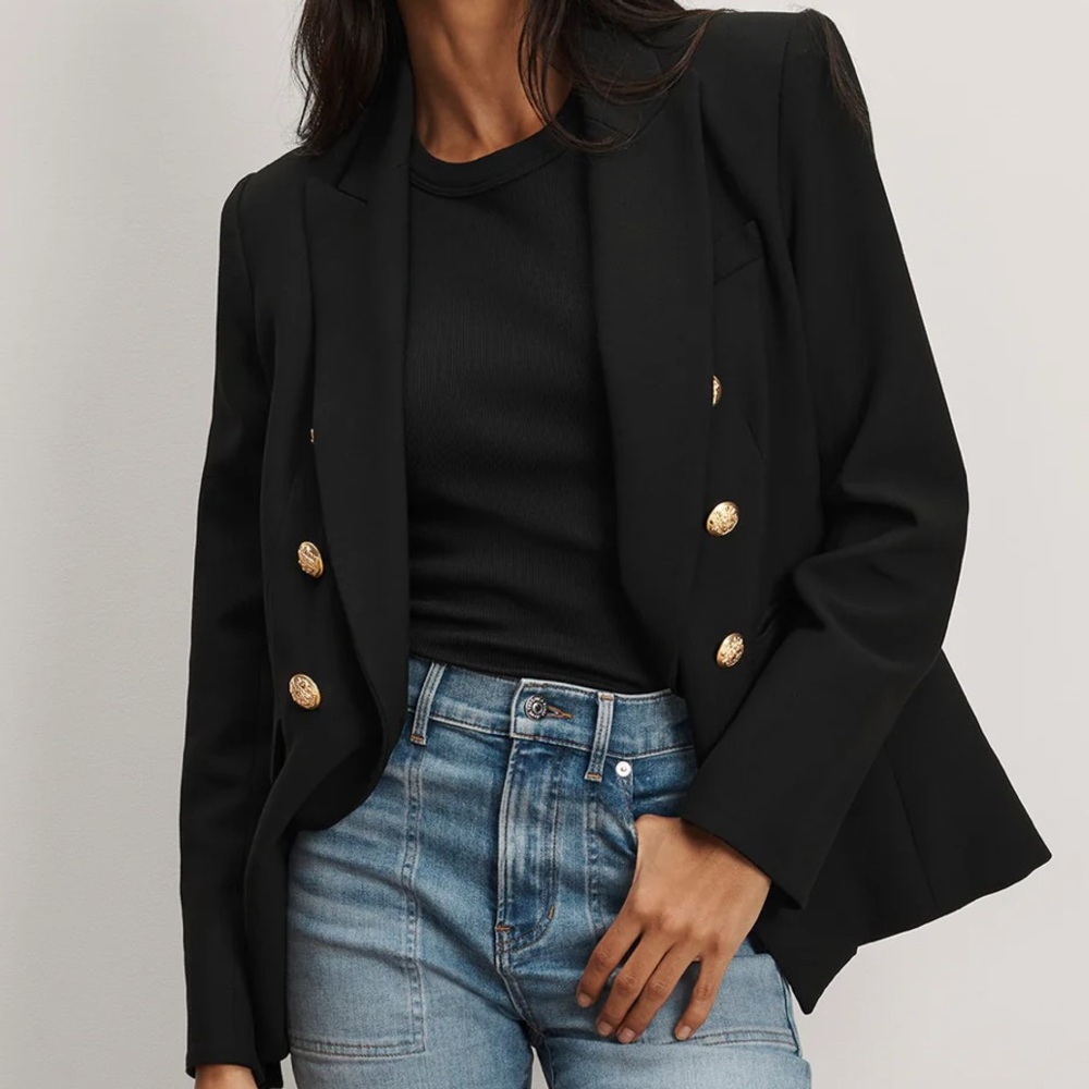 Veronica Beard Claude Dickey Double Breasted Jacket in Black